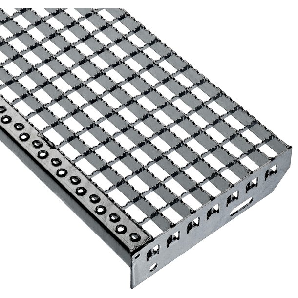 Rustfri Presristetrin 1200x270 mm - Skridsikker